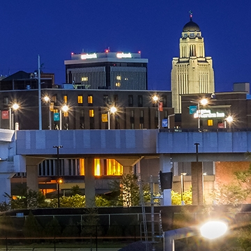 Downtown Lincoln at night