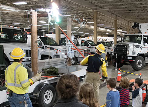 LES employee demonstrating high voltage